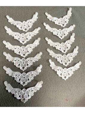 11 Pieces White Floral Embroidered Lace Applique Trim 5" x 1.5" DIY Sewing Craft